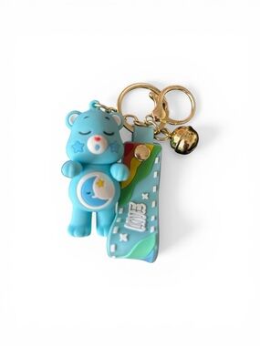 Care Bears Blue Sleepy Moon Key & Card Holder Charm with Gold Hardware